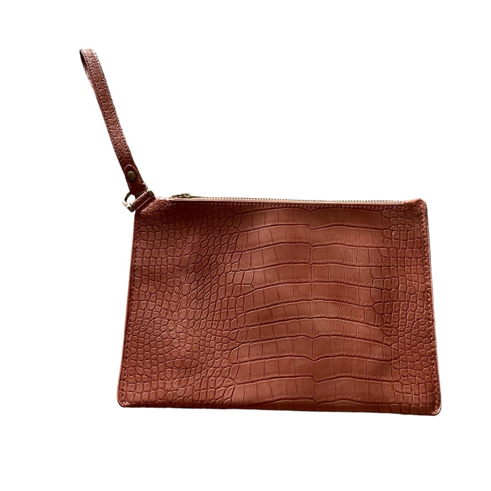 A New Day Women's Coral Pink Alligator Printed Large‎ Wristlet Zip Pouch